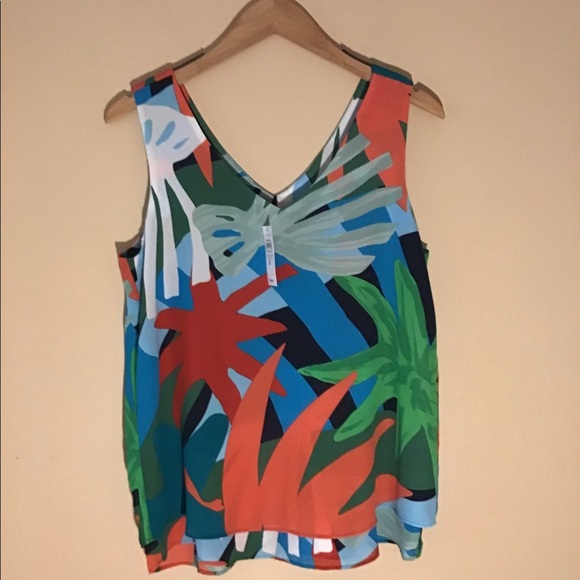 Ann Taylor Factory Tops - NWT ANN TAYLOR FACTORY DOUBLE LAYERED TROPICAL SLEEVELESS